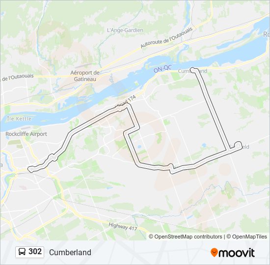 Plan de la ligne 302 de bus