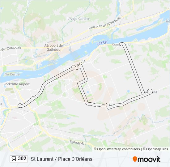 Plan de la ligne 302 de bus