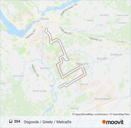 Plan de la ligne 304 de bus