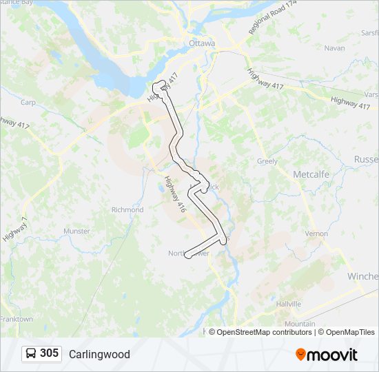 Plan de la ligne 305 de bus