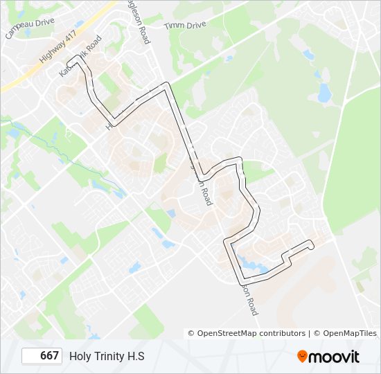 667 bus Line Map