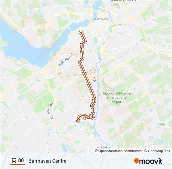 Plan de la ligne 80 de bus