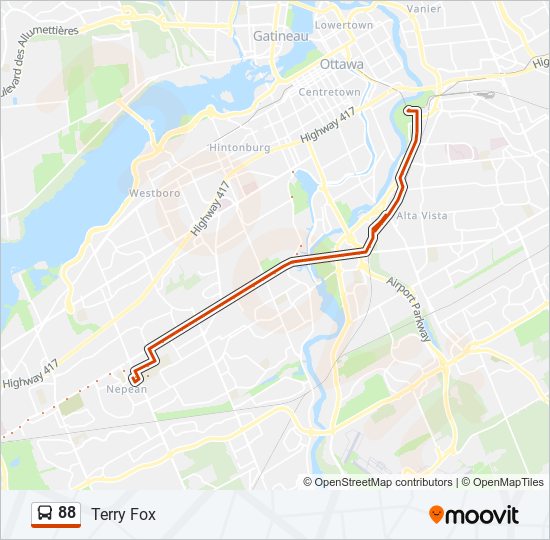 Plan de la ligne 88 de bus