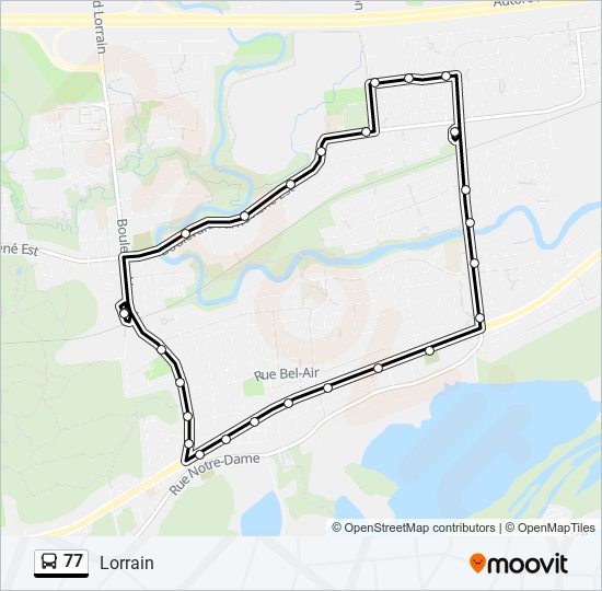 Plan de la ligne 77 de bus