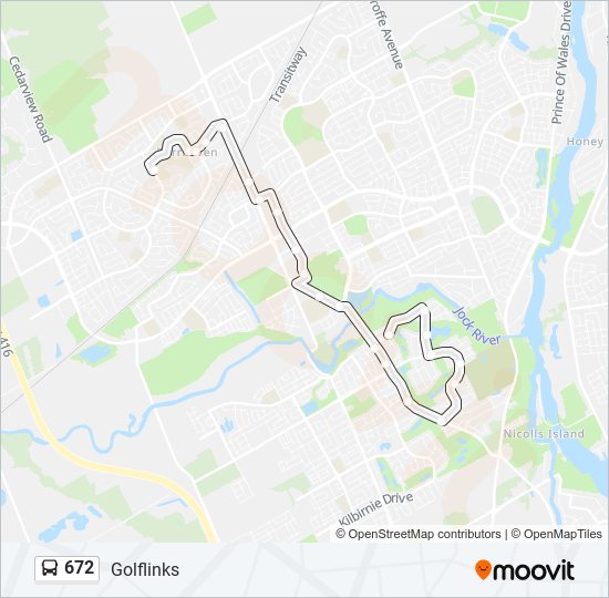 Plan de la ligne 672 de bus