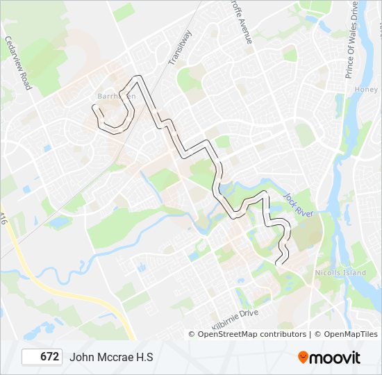 Plan de la ligne 672 de bus