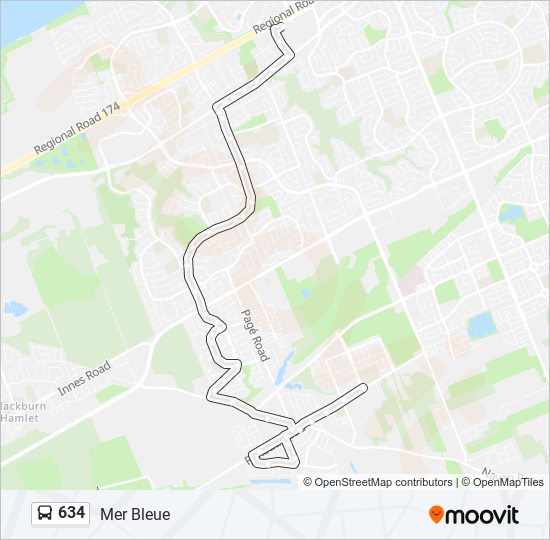 Plan de la ligne 634 de bus
