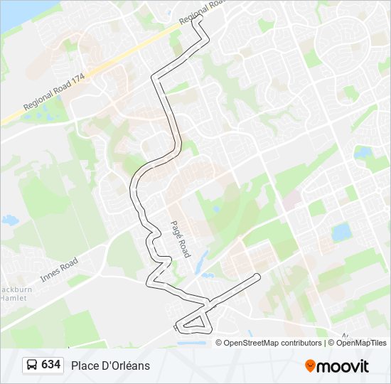 Plan de la ligne 634 de bus