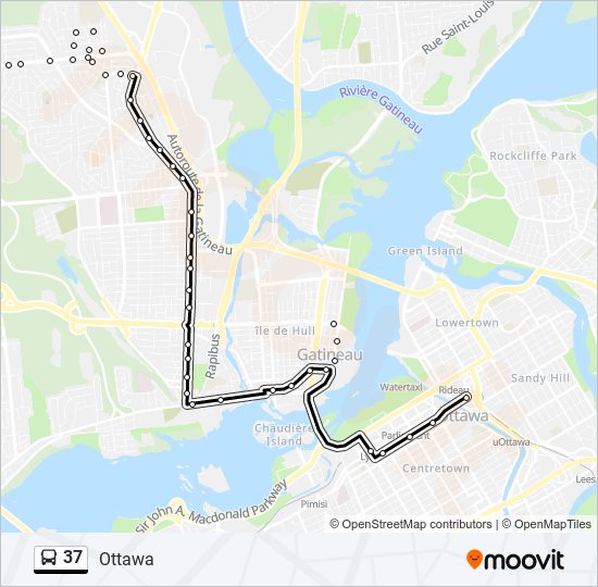 Plan de la ligne 37 de bus