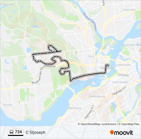 734 bus Line Map