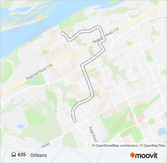Plan de la ligne 635 de bus