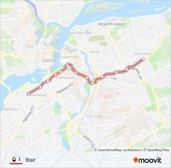 1 light rail Line Map