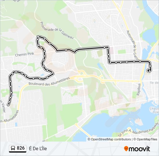 Plan de la ligne 826 de bus