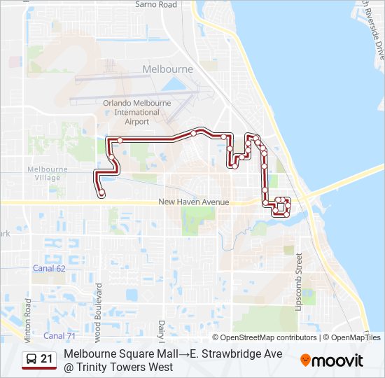 21 bus Line Map