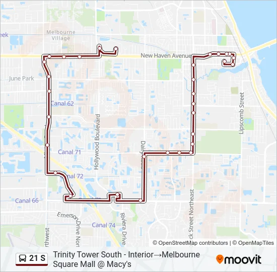 21 S Bus Line Map
