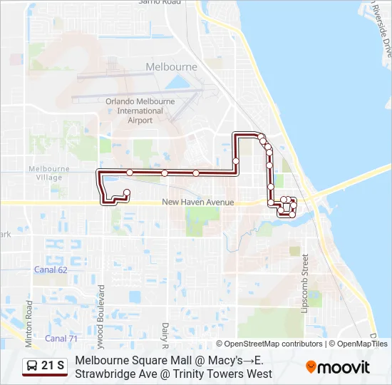 21 S Bus Line Map