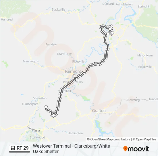 RT 29 Bus Line Map