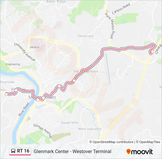 RT 16 Bus Line Map