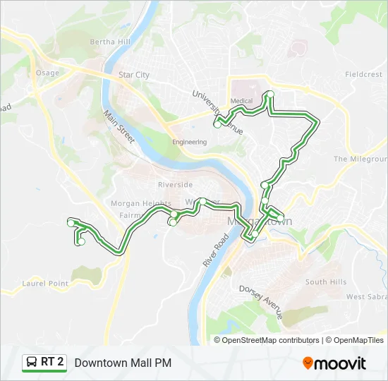 RT 2 Bus Line Map