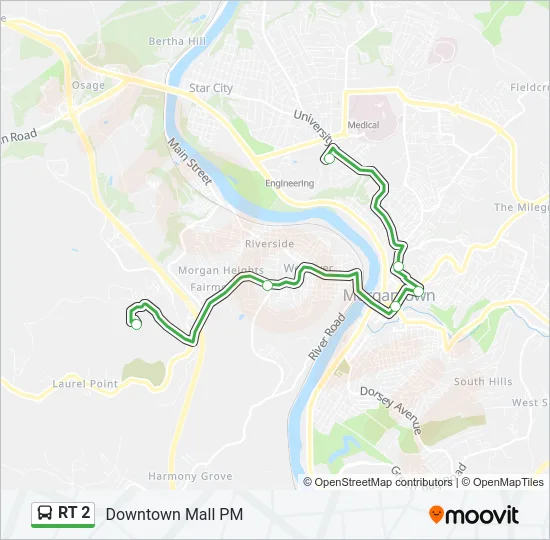 RT 2 Bus Line Map