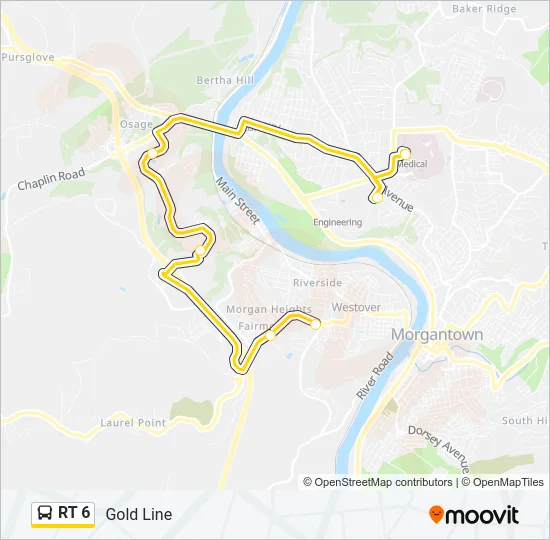RT 6 Bus Line Map