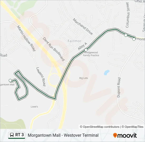 RT 3 Bus Line Map