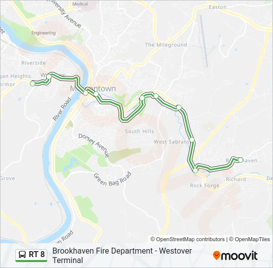 RT 8 Bus Line Map