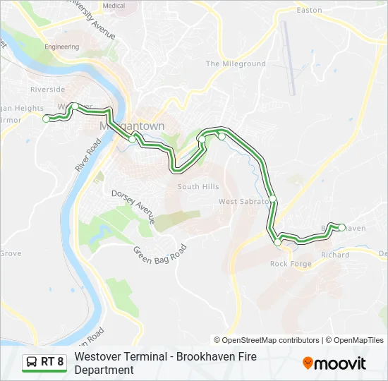 RT 8 Bus Line Map