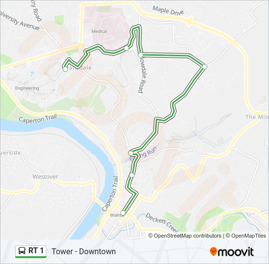 RT 1 Bus Line Map