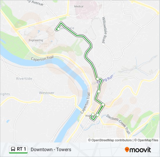 RT 1 Bus Line Map