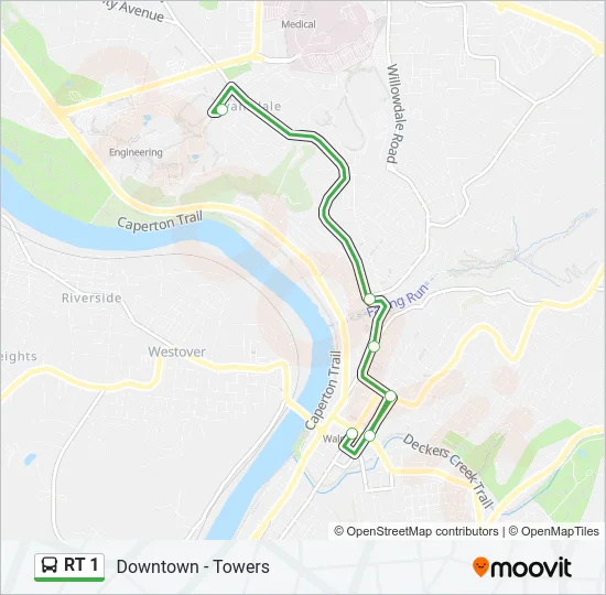 RT 1 Bus Line Map