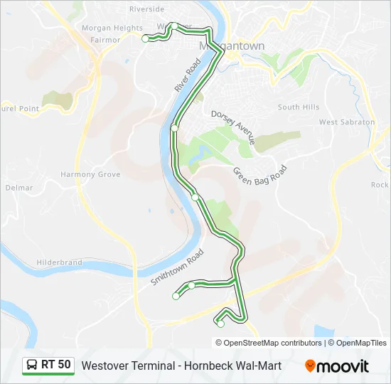 RT 50 Bus Line Map