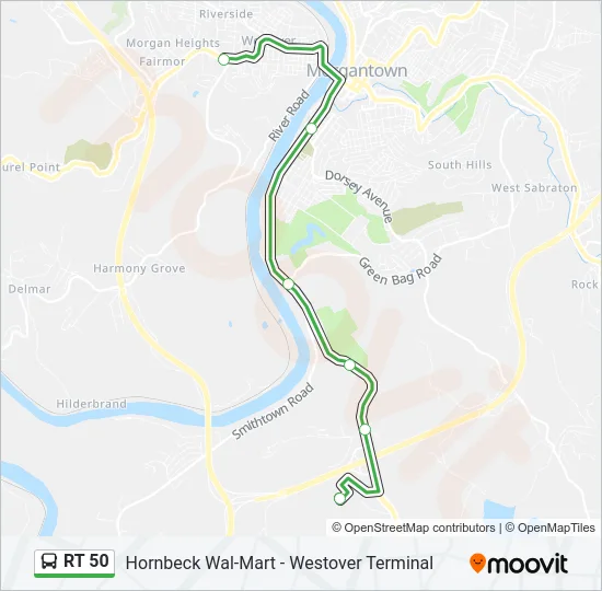 RT 50 Bus Line Map