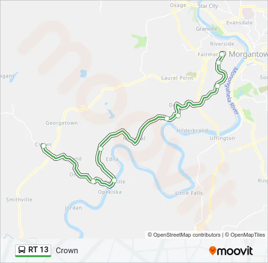 RT 13 Bus Line Map