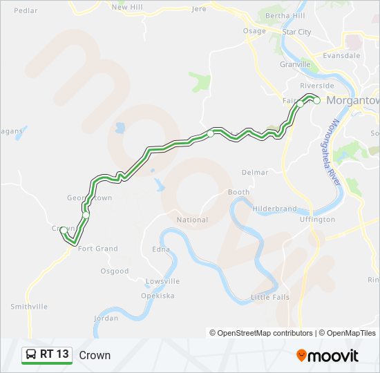 RT 13 Bus Line Map