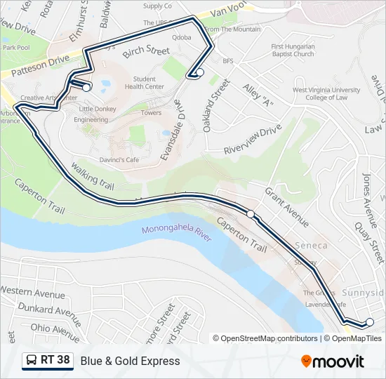 RT 38 Bus Line Map