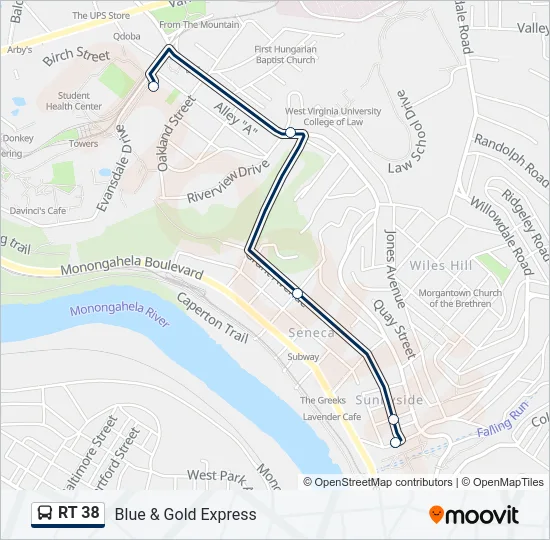 RT 38 Bus Line Map