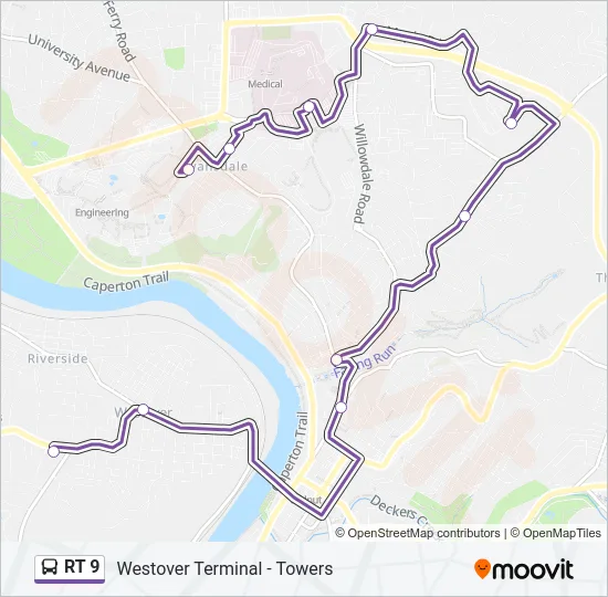 RT 9 Bus Line Map