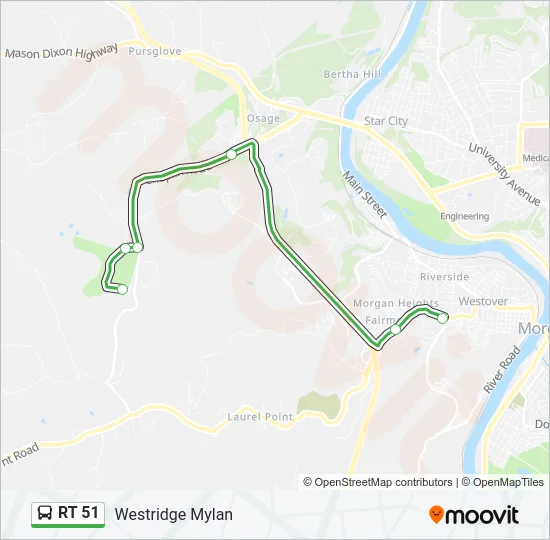 RT 51 Bus Line Map