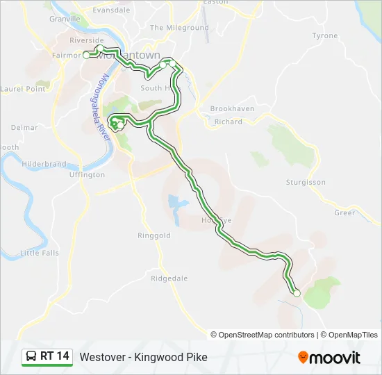 RT 14 Bus Line Map