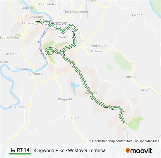RT 14 Bus Line Map