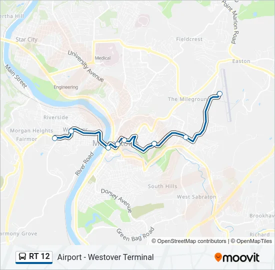 RT 12 Bus Line Map