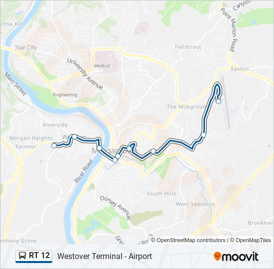 RT 12 bus Line Map