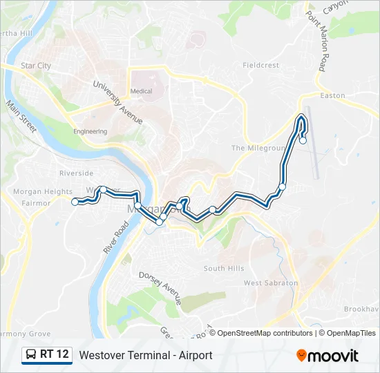 RT 12 Bus Line Map