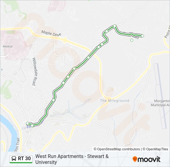 RT 30 bus Line Map