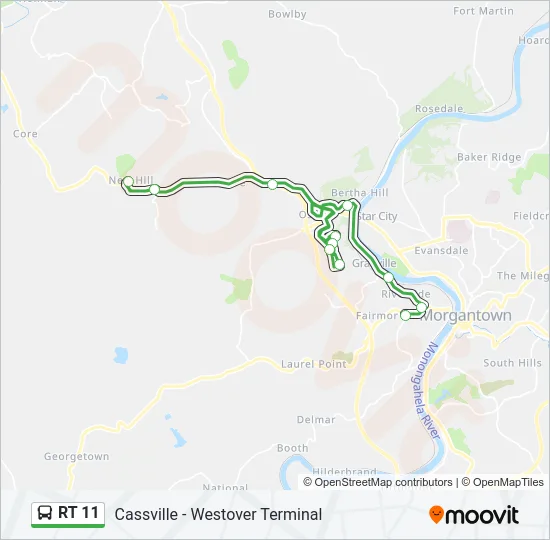 RT 11 Bus Line Map