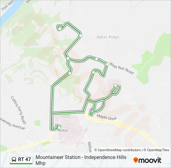 RT 47 Bus Line Map