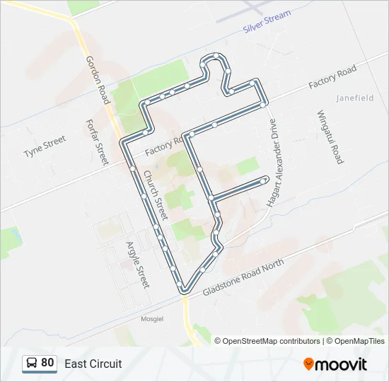 80 Route: Schedules, Stops & Maps - East Circuit (Updated)