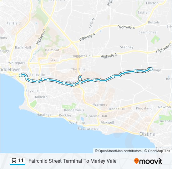 11 bus Line Map