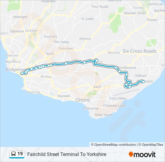 19 bus Line Map